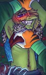 anthro armpit_hair big_nose blush bodily_fluids body_hair clothing drooling druid duo facial_piercing fur green_body green_skin grin happy_trail lip_piercing mage_hand magic_user male male/male once_upon_a_witchlight piercing pushing_down saliva smile striped_body striped_fur stripes tribal_spellcaster undressing starseeker dungeons_and_dragons hasbro legends_of_avantris wizards_of_the_coast gricko_grimgrin morning_frost felid goblin humanoid mammal tabaxi absurd_res hi_res