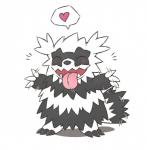 black_body black_fur blush eyes_closed feral fur heart_symbol simple_background solo tongue tongue_out white_background white_body white_fur fuyugaki15 nintendo pokemon galarian_form galarian_zigzagoon generation_8_pokemon pokemon_(species) regional_form_(pokemon) 2020