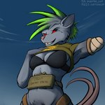 alternative_fashion amputee anthro biped breasts claymore cleavage clothed clothing disability female flashing multi_tail punk solo tail carrioncat vaccine_(carrioncat) mammal murid murine rat rodent 1:1 absurd_res hi_res