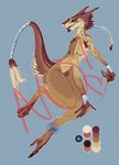 anthro blue_eyes brown_body brown_fur dagger fangs female flat_chested fur melee_weapon nude red_body red_fur solo tan_body tan_fur teeth weapon riorix sergal digital_media_(artwork) hi_res watermark