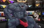 abs anthro barazoku biceps big_bulge big_muscles big_penis bodily_fluids bottomwear bulge clothed clothing deltoids denim denim_bottomwear denim_clothing dialogue duo erection erection_under_clothing fingers frown fur genitals hooved_fingers hooves horn huge_bulge huge_muscles huge_penis ineffective_clothing inside jeans kemono kneeling male medial_ring muscular muscular_anthro muscular_male navel pants pecs penis penis_base quads serratus shirt shopping sitting size_difference smile solo_focus store sweat sweatdrop tenting text thick_arms thick_penis thick_thighs thong thong_only topless topless_anthro topless_male topwear triceps tuft underwear underwear_only vein wolfblack43 disney zootopia chief_bogo bovid bovine canid canine canis cape_buffalo mammal wolf 2025 english_text hi_res