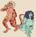 anthro balls body_hair cocky duo female genitals male penis pubes pussy scar chimeracocks amphibia_(series) disney general_yunan lady_olivia amphibian newt salamander hi_res trans_(lore) trans_woman_(lore)