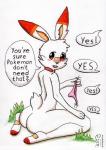 anthro anthrofied blush butt clothing female fur nude open_mouth panties paws pokemorph solo teeth text underwear wunderhase nintendo pokemon generation_8_pokemon lagomorph mammal pokemon_(species) scorbunny 2019 absurd_res english_text hi_res traditional_media_(artwork)