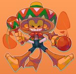 3_toes 4_fingers anthro biped brown_body brown_fur brown_tail clothed clothing eyes_closed feet fingers front_view fur happy hat headgear headwear holding_maraca holding_musical_instrument holding_object male maraca musical_instrument orange_background outline percussion_instrument simple_background smile sombrero tail toes topwear vest watercloverzzz samba_de_amigo sega amigo haplorhine mammal monkey primate 2023 full-length_portrait hi_res portrait