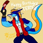 anthro athletic birthday clothing fight hair hat headgear headwear jacket mane mane_hair miltiades178 topwear fatal_fury mythology teryx terry_bogard teryx_commodore dragon mythological_creature mythological_scalie rain_dragon scalie