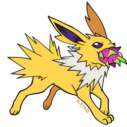 3_toes ambiguous_gender dragon_fruit feet feral food fruit fur hair plant purple_eyes running solo spiky_hair stealing toes yellow_body yellow_fur blitzdrachin conditional_dnp nintendo pokemon eeveelution generation_1_pokemon jolteon pokemon_(species) digital_drawing_(artwork) digital_media_(artwork)