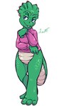 anthro bottomless bottomless_female clothed clothing female solo jamoart dinosaurs_(series) charlene_sinclair ceratopsian dinosaur ornithischian prehistoric_species protoceratops reptile scalie hi_res