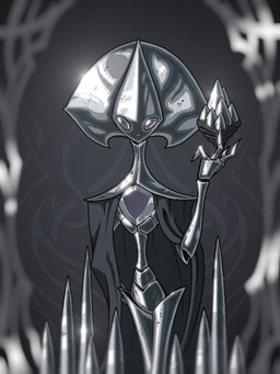anthro armor biped cape chest_gem clothing female gem gem_eyes glistening glistening_body gorget grey_body grey_eyes holding_object machine metallic_body narrow_hips small_waist solo thin_arms thin_egs wasp_waist eidel-elias-weise steel_seer_zi arthropod insect robot robot_anthro 2026 3:4 absurd_res hi_res