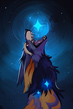 black_nose blue_background blue_body blue_fur blue_markings brown_eyes cheek_tuft facial_tuft fangs feral four_pointed_star fur long_ears male markings open_mouth orange_body orange_fur sharp_fangs simple_background solo star tan_markings teeth tongue tuft whiskers azzai canid canine mammal 2025 colored colored_sketch digital_drawing_(artwork) digital_media_(artwork) shaded sketch