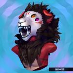 anthro fur hair male simple_background solo teeth tongue laionss mammal 1:1 2017 3d_(artwork) bust_portrait digital_media_(artwork) hi_res portrait