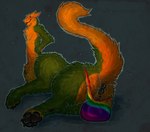 anus balls balls_outline bulge butt clothing detailed_bulge genital_outline genitals looking_at_viewer male multi_anus multicolored_body multicolored_clothing paws rainbow_clothing raised_tail solo tail tail_anus tongue tongue_out tailtufts gemini_the_sergal sergal sergal_taur taur hi_res