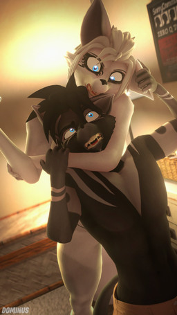 anthro arm_around_neck asphyxiation black_body black_fur black_hair blue_eyes bottomwear brown_bottomwear brown_clothing brown_pants cheek_tuft choking clothing duo ear_pull facial_tuft female fur hair inside male markings open_mouth pants standing tuft white_body white_fur white_hair white_markings conditional_dnp domi3d warfaremachine_(modeler) maxine_(domibun) wes_(dominus) canid canine fox mammal 2022 3d_(artwork) 4k 9:16 absurd_res digital_media_(artwork) hi_res brother_(lore) brother_and_sister_(lore) sibling_(lore) sister_(lore)