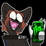 angry anthro dark_body dark_fur female fur hair red_hair smile solo sticker teeth riffen kill_(meme) monster_energy ramzi_(razumi) ailurid mammal red_panda 1:1 alpha_channel meme