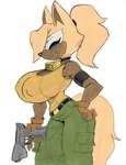 anthro big_breasts breasts cleavage clothed clothing female gloves gun handgun handwear huge_breasts nipple_outline ranged_weapon solo weapon kevinsano third-party_edit idw_publishing sega sonic_the_hedgehog_(comics) sonic_the_hedgehog_(idw) sonic_the_hedgehog_(series) whisper_the_wolf canid canine canis mammal wolf 2023 hi_res