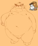 anthro belly big_belly male moobs navel nipples overweight overweight_male simple_background smile solo marioaec1 mario_bros nintendo eulipotyphlan mammal mega_mole mole_(animal) monty_mole 2024 hi_res