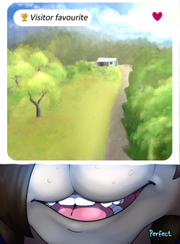 anthro brown_body brown_fur brown_hair brown_nose buckteeth close-up front_view fur hair heart_symbol male multicolored_body multicolored_fur solo teeth text tongue two_tone_body two_tone_fur website dasherslash ben_(dasherslash) hare lagomorph leporid mammal rabbit 2025 absurd_res digital_media_(artwork) english_text hi_res