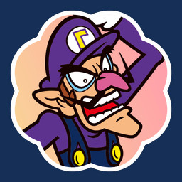 bent_arm big_nose biped black_eyebrows black_eyes black_facial_hair black_mustache blue_clothing blue_eyeliner blue_overalls border brown_hair button_(fastener) clothed clothed_humanoid clothed_male clothing eyebrows eyeliner facial_hair fully_clothed fully_clothed_humanoid fully_clothed_male furrowed_eyebrows gloves gradient_background hair handwear hat headgear headwear humanoid_pointy_ears looking_at_viewer makeup male male_humanoid mustache not_furry overalls pink_nose pointy_ears pupils purple_clothing purple_hat purple_headwear purple_shirt purple_topwear raised_hand red_tongue shirt simple_background solo tan_body tan_skin teeth thinking tongue topwear white_border white_clothing white_gloves white_handwear white_pupils unknown_artist mario_bros mario_party_(series) mario_party_superstars nintendo waluigi humanoid 1:1 2021 alpha_channel digital_drawing_(artwork) digital_media_(artwork) english_description flat_colors icon official_art