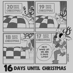 anthro antlers bed bottomwear candy candy_cane clothing crop_top dessert dialogue eyelashes eyes_closed female food furniture holding_object holidays horn lying on_back open_mouth shirt shorts sleeping solo text topwear drawligator christmas renata_(drawligator) deer mammal new_world_deer reindeer 1:1 2025 comic english_text hi_res monochrome