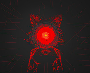 abstract_background angry anthro aura black_background breasts cleavage cleavage_cutout clothed clothing corruption creepy cutout cybernetics dark distortion energy female geometric glitch glitch_effect glowing hair hostile intense intimidation light looking_at_viewer machine malfunction ominous radiating red_eyes science_fiction short_hair simple_background slim solo wrath 10ne-v alexa_(10ne-v) eerie canid canine cyborg fox living_machine mammal robot hi_res