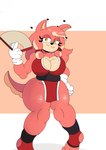 anthro big_breasts breasts clothing fans female footwear looking_at_viewer mature_female ninja seductive simple_background smug_face socks solo warrior wide_hips laranxart fatal_fury sega snk sonic_the_hedgehog_(series) the_king_of_fighters the_murder_of_sonic_the_hedgehog conductor's_wife_(sonic) mai_shiranui humanoid