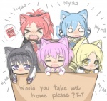 adoption_box alternate_species black_hair blonde_hair blue_hair box chibi container eyes_closed fangs female food group hair humanoidized in_box in_container pink_hair purple_eyes red_hair teeth text yellow_eyes greenteaneko pocky puella_magi puella_magi_madoka_magica homura_akemi kyouko_sakura madoka_kaname mami_tomoe sayaka_miki animal_humanoid cat_humanoid felid felid_humanoid feline feline_humanoid humanoid mammal mammal_humanoid english_text