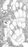 4_toes bird's-eye_view cigarette city clothing destruction dirty dirty_feet feet female foot_focus footprint giga high-angle_view humanoid_feet landscape_dwarfing looking_at_viewer macro plantigrade shirt solo tank_top toes topwear xtreme7 canid canine fox mammal 2019 hi_res monochrome sketch