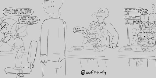 anal anal_fluids anal_penetration annoyed anthro anthro_penetrated anus bald bite biting_lip biting_own_lip bodily_fluids bodily_fluids_from_ass chair computer cum cum_drip cum_in_ass cum_inflation cum_inside desk dildo dildo_insertion dildo_sitting_reveal dripping duo electronics eyeliner female female_on_human female_on_top female_penetrated furniture genital_fluids genitals hand_on_butt human_on_anthro human_penetrating human_penetrating_anthro inflation interspecies laptop larger_human larger_male looking_back lube_string makeup male male/female male_on_anthro male_penetrating male_penetrating_female necktie office_chair office_clothing on_top penetration pokephilia profanity self_bite sex sex_toy sex_toy_insertion shocked shortstack simple_background size_difference smaller_anthro smaller_female soul_leaving stealth_sex table text thick_thighs vulva wings oofrowdy nintendo pokemon illise_(oofrowdy) arthropod generation_3_pokemon ghost human illumise mammal pokemon_(species) spirit absurd_res english_text hi_res monochrome