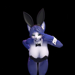 anthro breasts bunny_costume cleavage clothed clothing collar costume cuffs_(clothing) female fishnet_clothing fur green_eyes inner_ear_fluff multicolored_body multicolored_fur playboy_bunny solo tattoo tuft ramishuwu dogzeela_(modeler) krystal_appreciation_month nintendo star_fox krystal_(star_fox) canid canine fox mammal 1:1 3d_(artwork) 3d_animation animated digital_media_(artwork) hi_res no_sound short_playtime video
