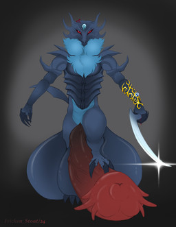 absolite anthro autofootjob balls big_balls big_penis blood bodily_fluids feet foot_fetish foot_play genitals gold_(metal) gore huge_balls hyper hyper_balls hyper_genitalia jewelry male masturbation mega_stone penile penis solo squish conditional_dnp fricken_stoat nintendo pokemon absol generation_3_pokemon hybrid monster pokemon_(species) absurd_res hi_res