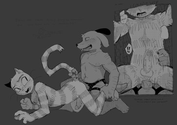 anal anal_penetration andromorph andromorph/male andromorph_penetrating andromorph_penetrating_male anthro doggystyle duo erection from_behind_position holding_tail intersex intersex/male intersex_penetrating intersex_penetrating_male male male_penetrated mastectomy_scar moaning_name object_in_ass penetration scar sex sex_toy sex_toy_in_ass sex_toy_insertion sound_effects strapon tail toying_partner ghb_no dog_man_(series) dog_man_(character) petey_the_cat canid canine felid feline mammal absurd_res greyscale hi_res monochrome
