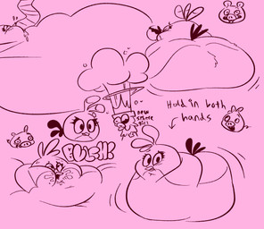 anthro beak beak_closed belly belly_expansion big_belly big_butt black_eyebrows black_eyelids black_eyes black_tail blush blush_lines burping butt clothing curled_tail directional_arrow double_chin exclamation_point expansion eyebrows eyelashes eyes_closed feeding_tube female female_feral feral food_on_face group hat headgear headwear huge_belly huge_butt hyper hyper_belly immobile light limbless looking_at_butt looking_at_viewer male male_anthro medical_instrument mind_blown monobutt morbidly_obese morbidly_obese_female morbidly_obese_feral motion_lines mouth_closed no_pupils obese obese_female obese_feral onomatopoeia overweight overweight_female overweight_feral pink_background pink_beak pink_clothing pink_hat pink_headwear plant scientific_instrument simple_background smile smiling_at_another sound_effects tail teeth text thin_eyebrows thin_tail trio tube tube_feeding tube_in_mouth weight_gain octoguy angry_birds rovio_entertainment sega octoliage_(octoguy) stella_(angry_birds) avian bird cockatoo domestic_pig elemental_creature flora_fauna galah mammal parrot suid suine sus_(pig) 2022 digital_drawing_(artwork) digital_media_(artwork) english_description english_text hi_res lighting shaded sketch_page