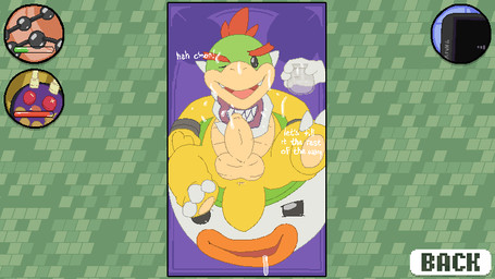 3_toes after_sex ambiguous_gender anal_beads anthro anus balls black_eyes bodily_fluids cellphone claws container cum cum_collecting cum_in_container disembodied_hand drooling electronics erection feet foreskin front_view genital_fluids genitals group holding_object hud humanoid_genitalia humanoid_penis jar koopa_clown_car looking_at_viewer male male/ambiguous nude one_eye_closed open_mouth penis phone saliva sex_toy smartphone smile soles solo_focus text toe_claws toes young young_anthro young_male argon_vile mario_bros monster_mind nintendo bowser_jr. dragon_koopa koopa scalie 16:9 2019 aliasing digital_media_(artwork) english_text widescreen
