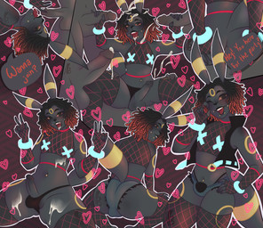 ahegao anal anal_penetration anthro armwear balls black_body black_eyes black_fur black_hair blush bodily_fluids bukkake butt clothed clothing collar cum dreadlocks duo erection fellatio fellatio_gesture femboy fishnet_armwear fishnet_clothing fishnet_leggings fishnet_legwear fishnet_thigh_highs fishnet_topwear fur gangbang genital_fluids genitals gesture group group_sex hair leggings legwear looking_at_viewer looking_pleasured male male/male male_penetrated male_penetrating male_penetrating_male multicolored_body multiple_piercings navel navel_piercing nipples open_mouth oral penetration penile penis piercing red_sclera sex simple_background smile suggestive suggestive_gesture tail text thick_thighs thigh_highs thong topwear trio underwear neptunebunny nintendo pokemon eeveelution generation_2_pokemon mammal pokemon_(species) umbreon digital_media_(artwork) hi_res