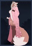 anthro asian_clothing blep blush breasts clothed clothing east_asian_clothing female flashing fur genitals hair japanese_clothing kimono looking_at_viewer mask nipples pussy simple_background smile solo tail tongue tongue_out sweetvixsin canid canine canis fox mammal hi_res