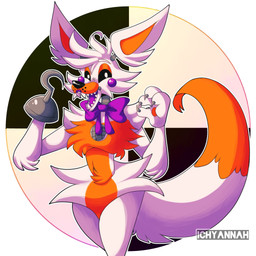 ambiguous_gender anthro arm_tuft big_ears bow_tie cheek_tuft claws facial_tuft fingers fluffy fur happy head_tuft hip_tuft hook ichyannah lipstick machine makeup orange_body orange_fur orange_pawpads pawpads purple_cheeks sharp_teeth shoulder_tuft simple_background smile solo speaker teeth tuft white_background white_body white_eyes white_fur five_nights_at_freddy's five_nights_at_freddy's_world scottgames sister_location lolbit_(fnaf) animatronic canid canine fox mammal robot 1:1 2020 hi_res