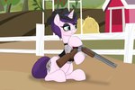 clothing farm female gun horn ranged_weapon shotgun solo weapon miniferu hasbro my_little_pony mythology equid equine mammal mythological_creature mythological_equine unicorn 3:2