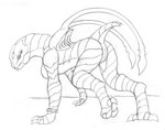 3_tails 3_toes 4_eyes 4_fingers after_transformation all_fours alternate_species anthro bald big_breasts breasts butt claws digitigrade feet female fingers forehead_gem gem genitals long_neck long_tail looking_at_viewer looking_back looking_back_at_viewer multi_eye multi_tail non-mammal_breasts nude pupils pussy rear_view scales sharp_teeth simple_background slit_pupils snout solo species_transformation split_jaw tail tail_on_back teeth toe_claws toes transformation white_background ivanks capcom resident_evil moira_burton_(resident_evil) bow_experiment_(resident_evil) scalie black_and_white monochrome sketch traditional_media_(artwork)