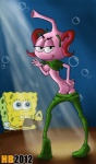 blue_eyes butt duo female hair nipples not_furry_focus pink_body pink_hair pink_skin underwater wallet water yellow_body yellow_skin hentai_boy_(artist) hanna-barbera nickelodeon spongebob_squarepants the_snorks casey_kelp spongebob_squarepants_(character) humanoid marine sea_sponge snork