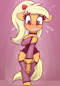 animal_ears animal_genitalia animal_penis balls blonde_hair bodily_fluids clothing covering covering_crotch covering_penis covering_self crossgender embarrased_horny embarrassed embarrassing_nudity equine_genitalia equine_penis eyelashes front_view ftg_crossgender fti_crossgender genitals green_eyes gynomorph hair hooves intersex legwear lingerie orange_balls orange_body orange_penis penis pupils semi-anthro solo standing sweat teeth thigh_highs wide_hips t72b friendship_is_magic hasbro my_little_pony applejack_(mlp) equid equine mammal absurd_res hi_res