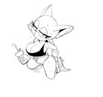 anthro beverage big_breasts bodily_fluids bottomwear breasts clothed clothing eyelashes female hotpants pursed_lips shorts solo sweat mysterkafka sega sonic_the_hedgehog_(series) rouge_the_bat absurd_res hi_res monochrome