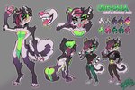 2019 3:2 akita alternative_fashion anthro artist_name biped black_hair butt canid canine canis character_name chroma_(chromedecay) chromedecay claws clothed clothing color_swatch coontail_hair countershading digital_drawing_(artwork) digital_media_(artwork) digitigrade domestic_dog ear_piercing english_text feet fur girly green_body green_fur grey_body grey_fur hair hair_over_eye hand_on_hip heterochromia highlights_(coloring) husky male male_anthro mammal model_sheet multicolored_body multicolored_fur nordic_sled_dog nude one_eye_obstructed pawpads paws piercing pink_body pink_fur pink_hair pupils scene_(fashion) scene_haircut solo spitz tail teeth text tongue unusual_pupils