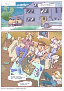 3_toes 4_toes anthro barefoot birthday black_pawpads clothed clothing dialogue ear_piercing feet female food group hair male pawpads paws piercing pizza plantigrade soles tail text toes white_body ratcha danny_(ratcha) iris_(ratcha) skye_(ratcha) canid canine canis domestic_dog fox mammal mouse murid murine rodent comic english_text hi_res mixed_media multiple_scenes traditional_media_(artwork) brother_(lore) brother_and_sister_(lore) sibling_(lore) sister_(lore) twins_(lore)