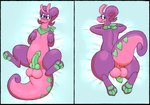 anus body_pillow exposed eyewear feral genitals glasses male nervous pawpads penis penis_tuck pillow puffy_anus scarf shy solo tail 60percentscalie nintendo pokemon lips_(soursylveon) generation_6_pokemon goodra pokemon_(species) hi_res