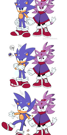 angry annoyed anthro belly black_nose black_sclera blue_body blue_fur blue_quills blush blush_lines bodily_fluids boots cloak clothed clothed_anthro clothed_female clothing dipstick_tail duo dust_cloud eyelashes female footwear fully_clothed fully_clothed_anthro fully_clothed_female fur gem gloves grabbing_hand green_eyes hand_holding handwear male markings purple_body purple_cloak purple_clothing purple_fur quills_(anatomy) red_boots red_clothing red_eyes red_footwear red_forehead_gem red_gem red_gem_in_body red_gemstone red_shoes shoes speech_bubble surprised sweat tail tail_markings tan_arms tan_belly tan_inner_ear tan_mouth tapping_foot veiny_hands white_body white_clothing white_fur white_gloves white_handwear white_inner_ear white_tail_tip quavernsfw outcome_memories sega sonic.exe_(creepypasta) sonic_the_hedgehog_(series) blaze_the_cat sonic.exe sonic_the_hedgehog domestic_cat eulipotyphlan felid feline felis hedgehog mammal hi_res