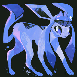 ambiguous_gender blue_body blue_eyes blue_fur feral fur paws simple_background snowflake solo sparkles whiskers andewitt_art nintendo pokemon eeveelution generation_4_pokemon glaceon pokemon_(species) 1:1 2025 hi_res signature