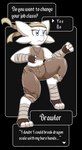 anthro bandage boxing brawler clothing dialogue female flat_chested midriff solo speech_bubble sport text vavacung kobold reptile scalie alpha_channel english_text hi_res monochrome