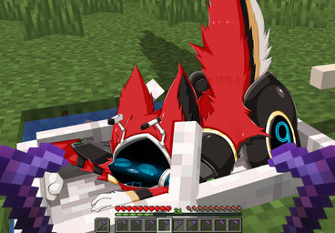 ambiguous_gender anthro ass_up boat claws first_person_view fucking_machine fur gloves_(marking) grass gui hoe holding_object imminent_anal machine markings plant raised_tail red_body solo spiral spiral_eyes tail tools vehicle water watercraft white_claws gaogomon microsoft minecraft minecraft_sheep_fucker mojang xbox_game_studios rytec protogen absurd_res hi_res