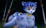 accessory anthro big_breasts blue_body blue_eyes blue_fur blue_hair breast_play breasts duo female fur furgonomics genitals hair human_on_anthro interspecies jewelry male male/female mouth_closed necklace nude penis sex tail tail_accessory titfuck jinouga97 nintendo star_fox krystal_(star_fox) canid canine fox human mammal 3d_(artwork) digital_media_(artwork)