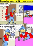 anthro beak bed bedroom blue_body blue_fur bottomless breasts clothed clothing dialogue duo female fur furniture genitals male navel nude platypus_tail pussy shirt text topwear yellow_beak kthanid_(artist) rutwell_forest sheila_platypus shelby_platypus mammal monotreme platypus comic english_text brother_(lore) brother_and_sister_(lore) sibling_(lore) sister_(lore) twins_(lore)