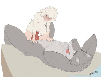 abs adult_on_young age_difference animal_genitalia animal_penis anthro anthro_on_anthro anthro_penetrated anthro_penetrating anthro_penetrating_anthro areola arm_tuft bed big_penis blood blood_on_penis bodily_fluids canine_genitalia canine_penis chest_tuft claws clenched_teeth countershade_face countershade_fur countershade_hands countershade_torso countershading cowgirl_position duo elbow_tuft erection eyebrow_through_hair eyebrows fangs female female_anthro female_on_top female_penetrated finger_claws fingers flat_chested from_front_position fur furniture genitals grey_body grey_claws grey_countershading grey_eyebrows grey_fur grey_inner_ear_fluff grey_nose grey_tuft hair hands_behind_head huge_penetration humanoid_genitalia humanoid_hands humanoid_vulva inaccurate_knotting inner_ear_fluff interspecies it'll_never_fit knot knotted_penis large_penetration larger_male looking_at_another looking_at_partner lying lying_on_bed male male/female male_anthro male_on_bottom male_penetrating male_penetrating_female multicolored_body muscular muscular_anthro muscular_male narrowed_eyes nipples nude nude_anthro nude_female nude_male on_back on_bed on_bottom on_top open_mouth open_smile pain penetration penile penile_penetration penis penis_in_vagina pink_areola pink_body pink_nipples pink_nose pink_skin pink_tongue predator/prey predator_penetrating_prey pupils questionable_consent red_knot red_penis sex shallow_penetration short_tail simple_background size_difference smaller_female smaller_penetrated smile tail tan_ears tears teeth tongue tongue_out translucent translucent_hair tuft two_tone_body vaginal vaginal_penetration vulva white_background white_body white_eyebrows white_fur white_hair white_sclera white_tail white_wool wool_(fur) wool_hair young young_anthro young_female younger_female younger_penetrated liontaro bovid canid canine canis caprine mammal sheep wolf absurd_res english_description hi_res signature story story_in_description